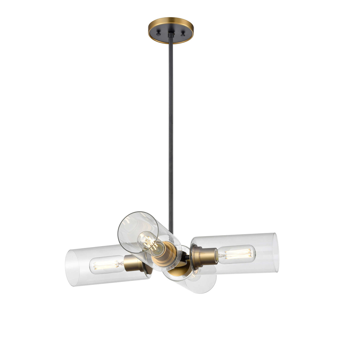 DVI LIGHTING BARKER 4 LIGHT PENDANT BRASS DVP24705BR+GR-CL
