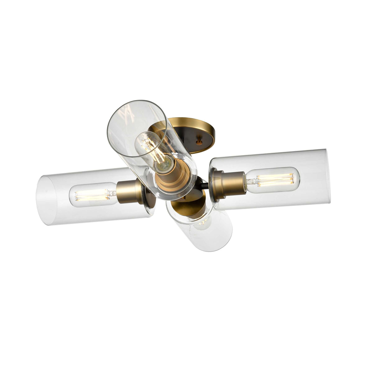 DVI LIGHTING BARKER 4 LT SEMI-FLUSH MOUNT BRASS DVP24711BR+GR-CL
