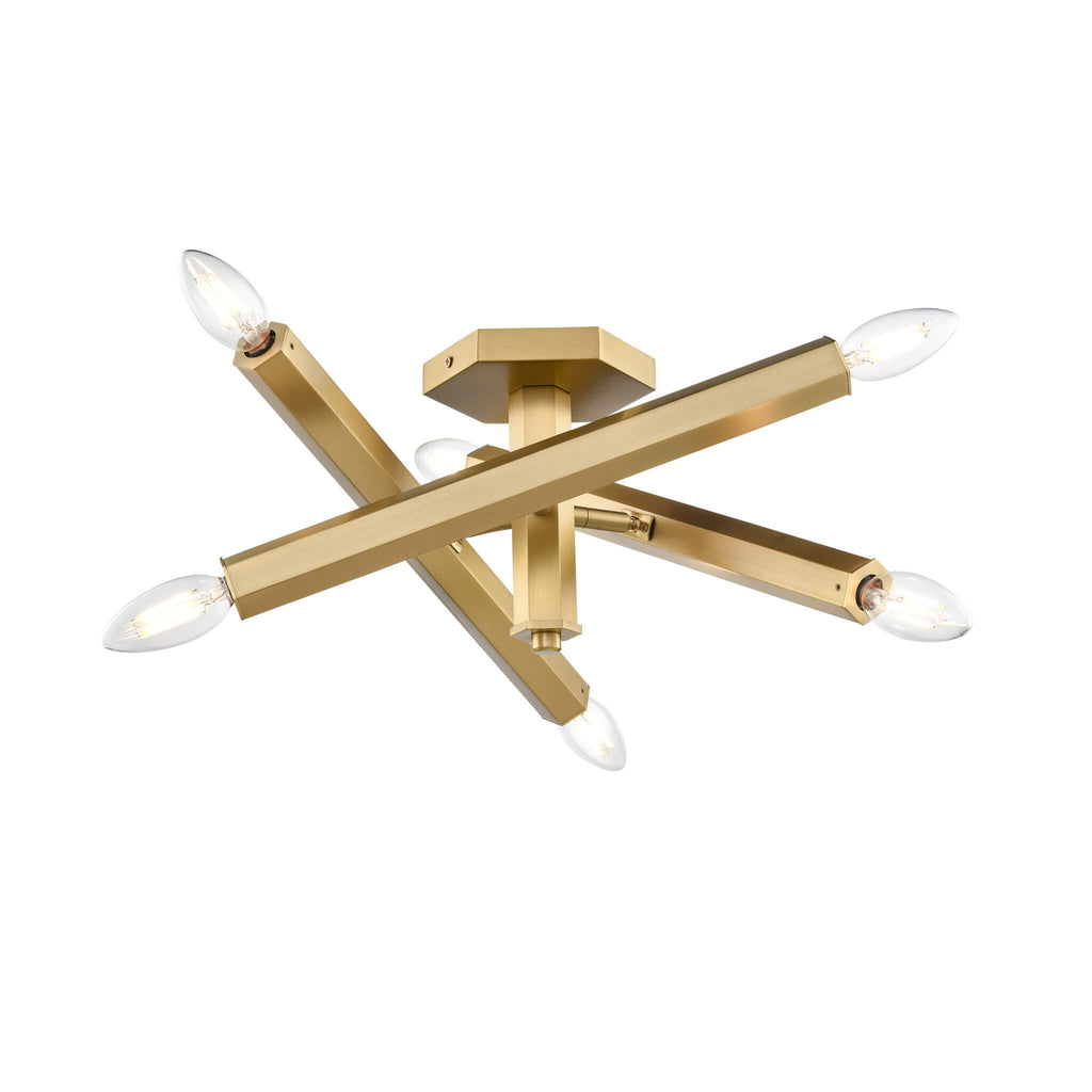 DVI LIGHTING KESTREL 6 LT SEMI-FLUSH MOUNT BRASS DVP30613BR