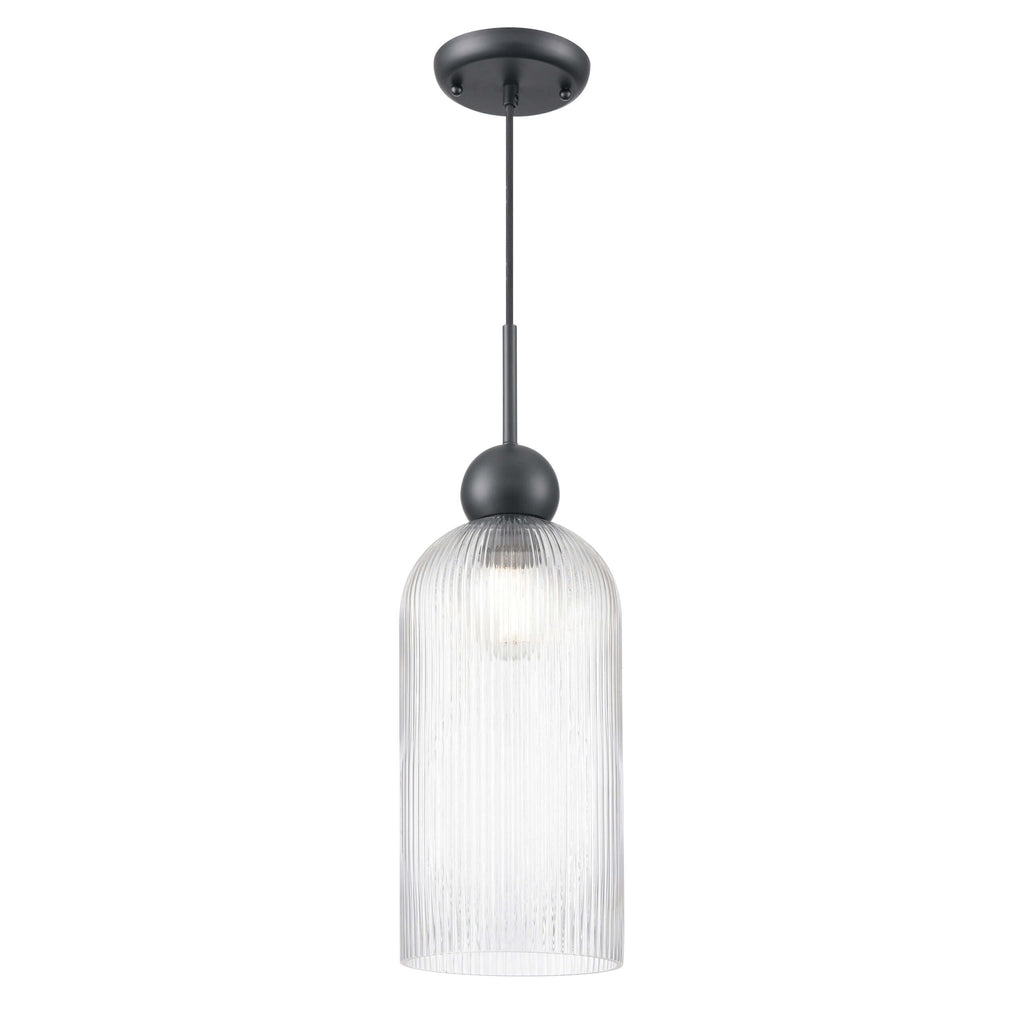 DVI LIGHTING HARIETTE MINI-PENDANT EBONY RIBBED DVP37621EB-RIC