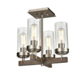 DVI LIGHTING OKANAGAN 4 LT SEMI-FLUSH MOUNT BUFFED NICKEL DVP38611BN+BAW-CL