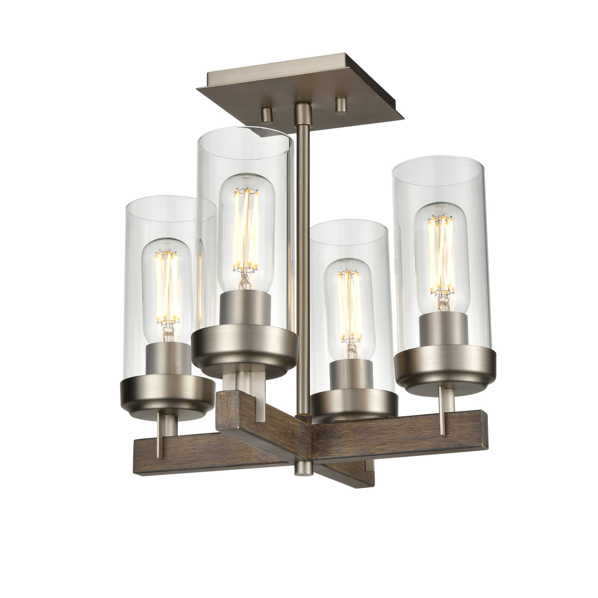DVI LIGHTING OKANAGAN 4 LT SEMI-FLUSH MOUNT BUFFED NICKEL DVP38611BN+BAW-CL