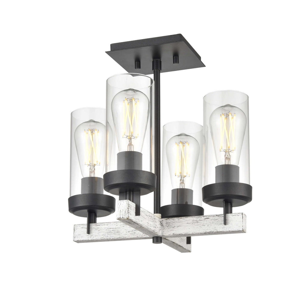 DVI LIGHTING OKANAGAN 4 LT SEMI-FLUSH MOUNT GRAPHITE DVP38611GR+BIW-CL