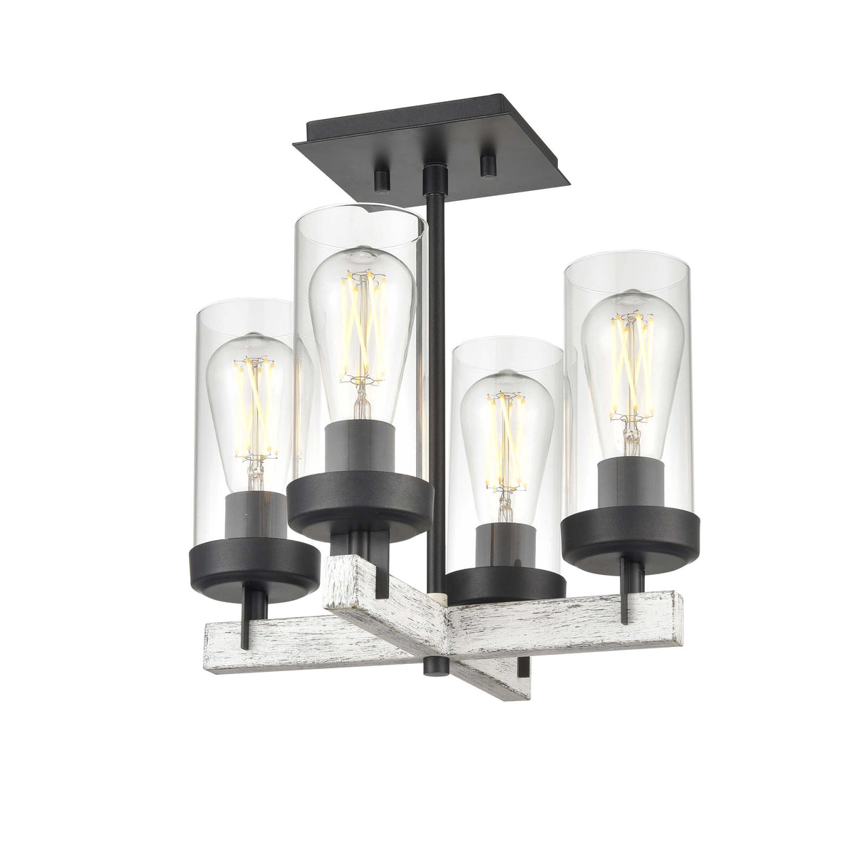 DVI LIGHTING OKANAGAN 4 LT SEMI-FLUSH MOUNT GRAPHITE DVP38611GR+BIW-CL