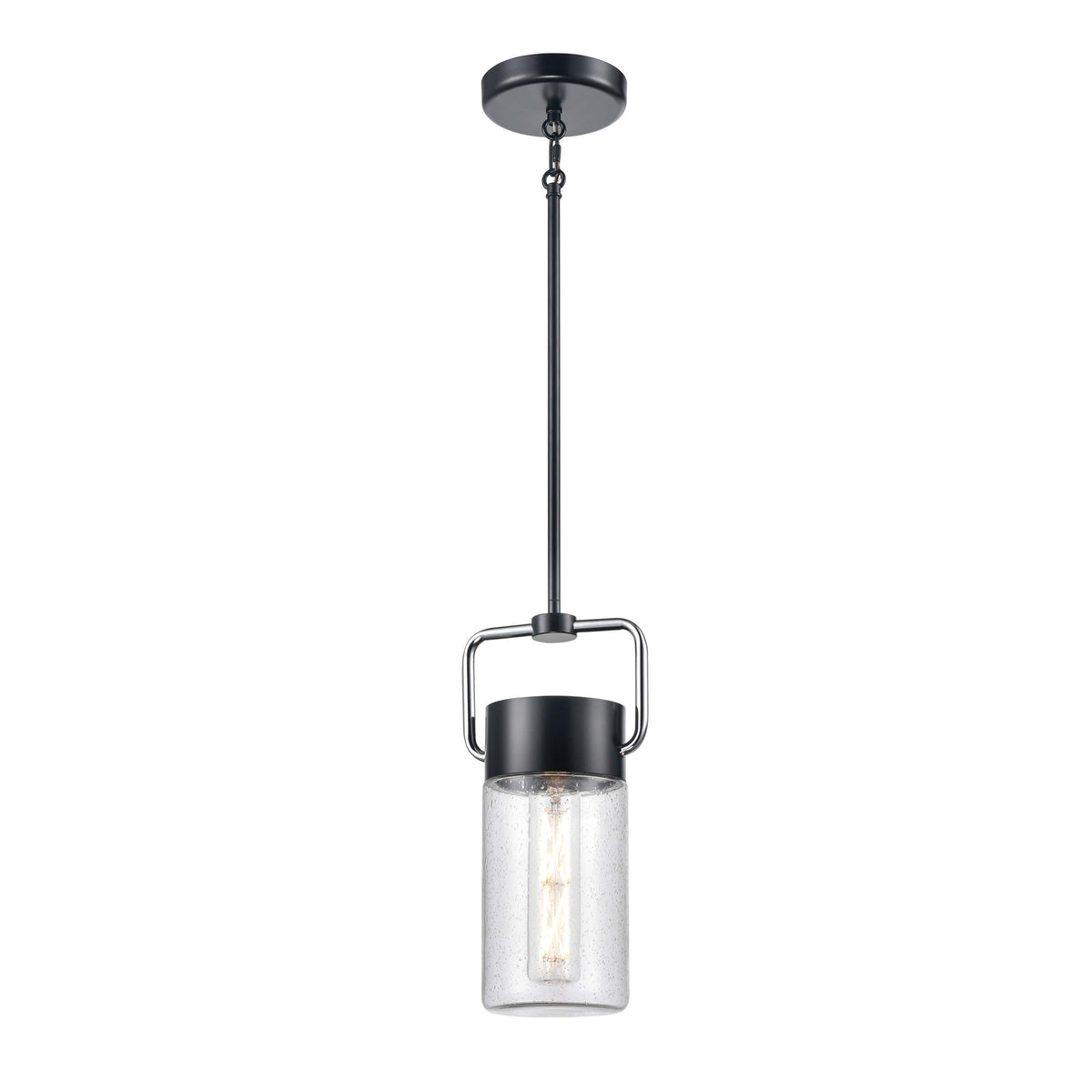 DVI LIGHTING TUXEDO MINI-PENDANT EBONY SEEDY GLASS DVP40721EB+CH-SDY