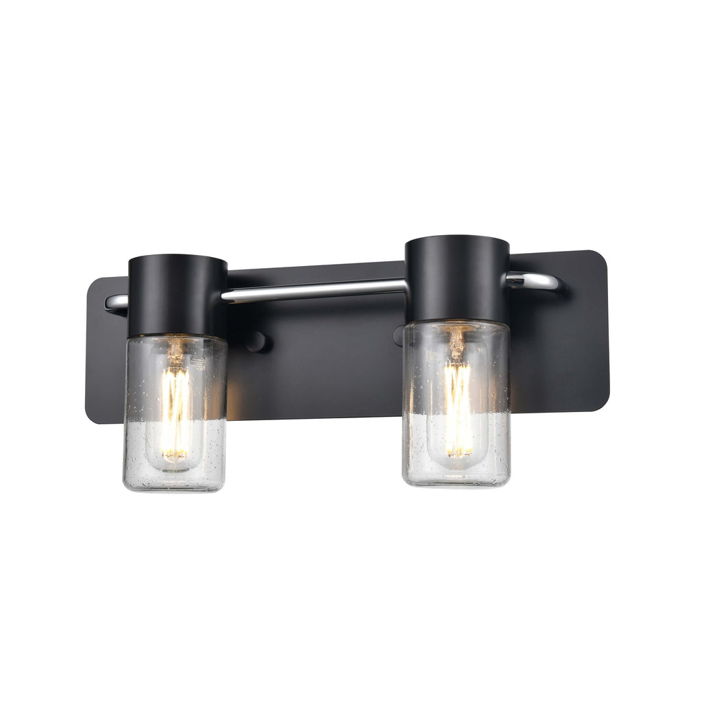 DVI LIGHTING TUXEDO 2 LT VANITY EBONY SEEDY GLASS DVP40722EB+CH-SDY