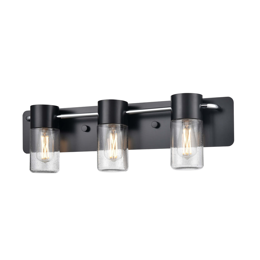 DVI LIGHTING TUXEDO 3 LT VANITY EBONY SEEDY GLASS DVP40743EB+CH-SDY