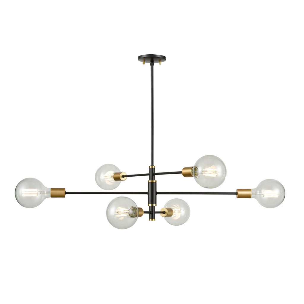 DVI LIGHTING LAKE LOFT 6 LT PENDANT BRASS DVP41102BR+GR