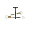 DVI LIGHTING LAKE LOFT 4 LT SEMI-FLUSH MOUNT BRASS DVP41112BR+GR