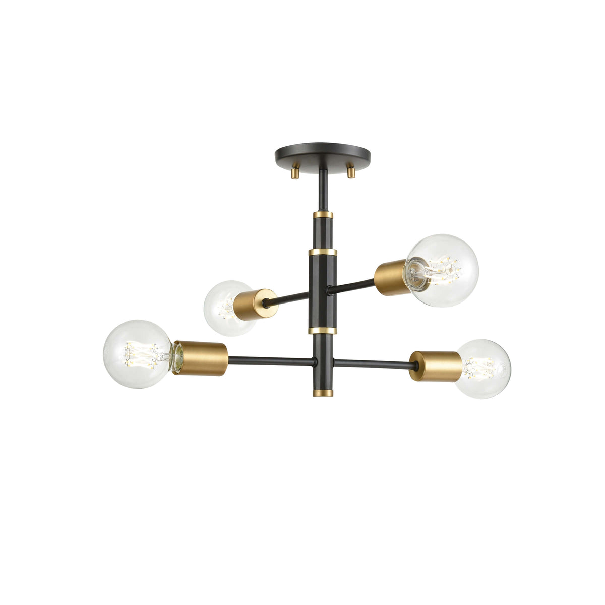 DVI LIGHTING LAKE LOFT 4 LT SEMI-FLUSH MOUNT BRASS DVP41112BR+GR