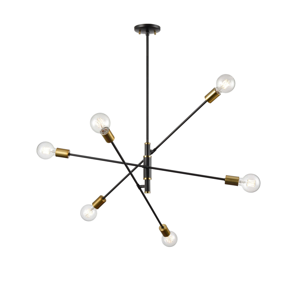 DVI LIGHTING LAKE LOFT 6 LT PENDANT BRASS DVP41124BR+GR