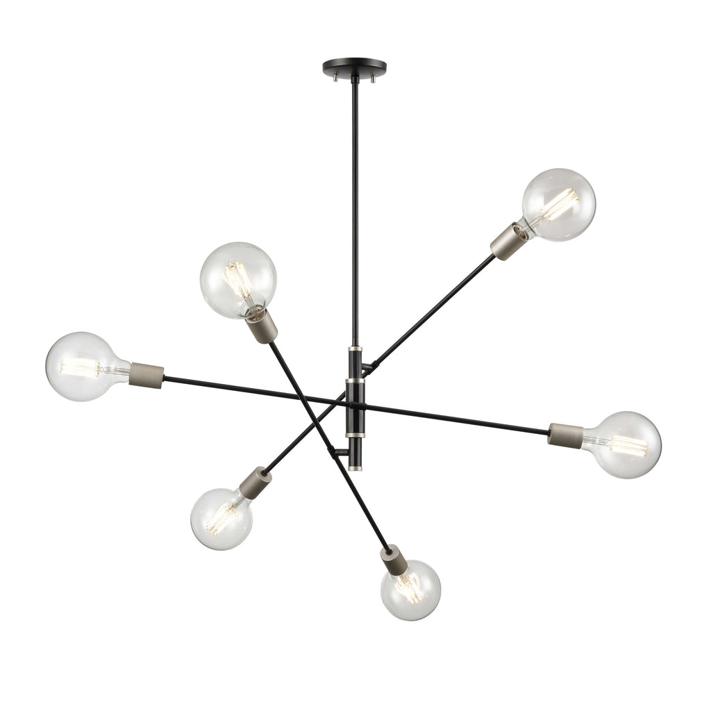DVI LIGHTING LAKE LOFT 6 LT PENDANT PLATINUM DVP41124PL+GR