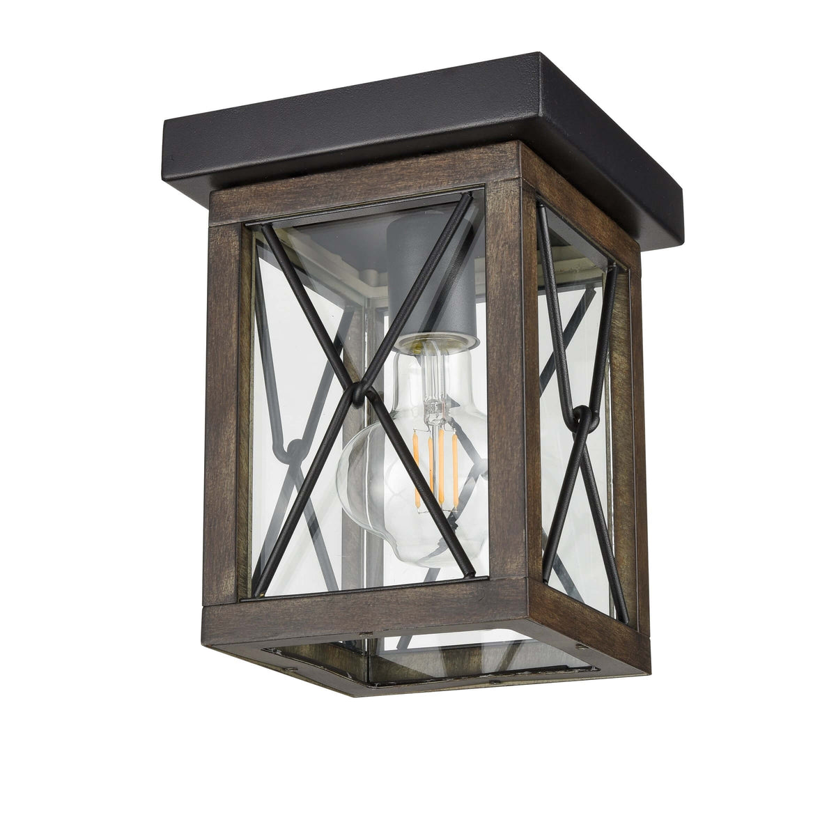 DVI LIGHTING COUNTRY FAIR FLUSH MOUNT IRONWOOD DVP43374BK+IW-CL