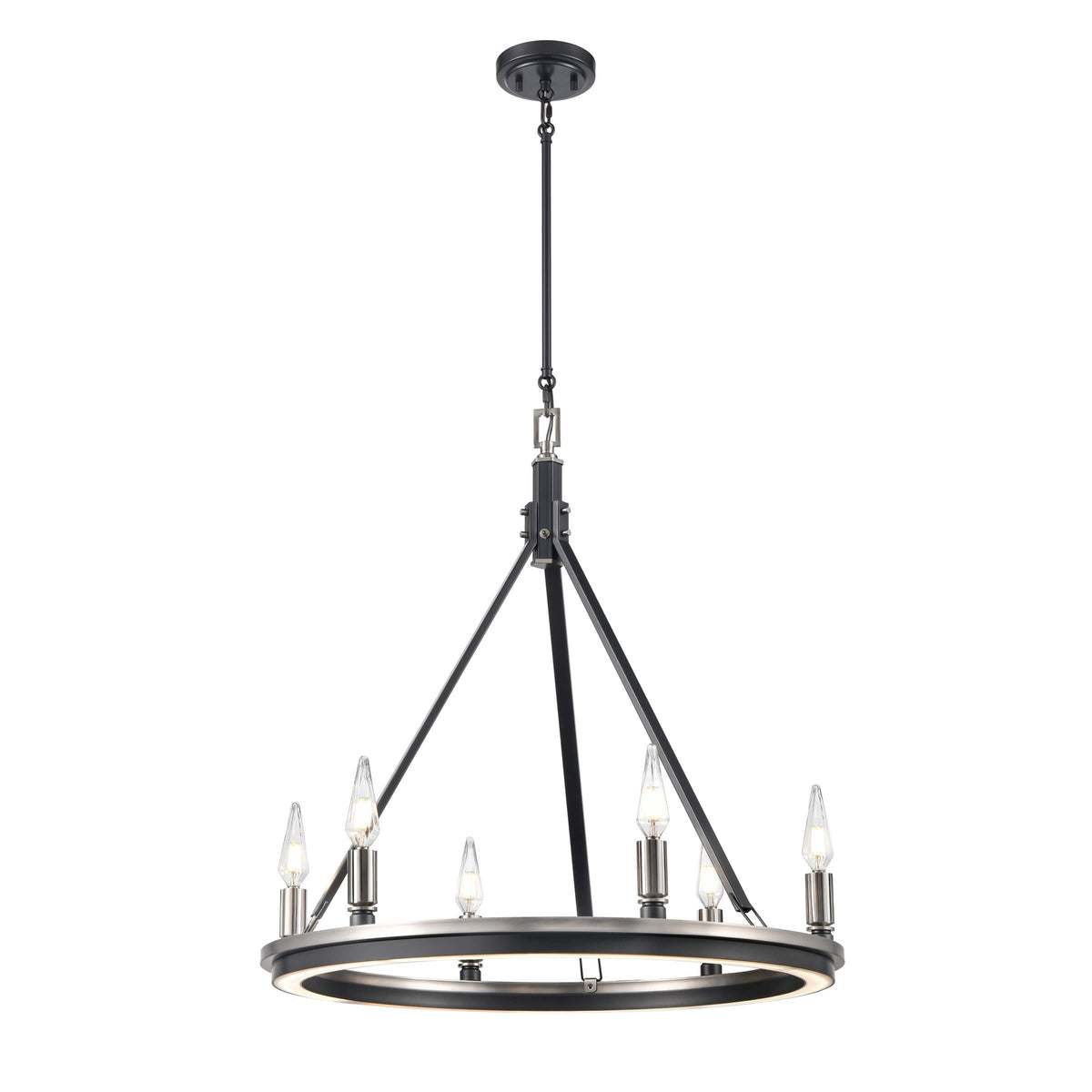 DVI LIGHTING ALETHEIA HYBRID LED 6 LT CHANDELIER SATIN NICKEL DVP46326SN+GR-CCT
