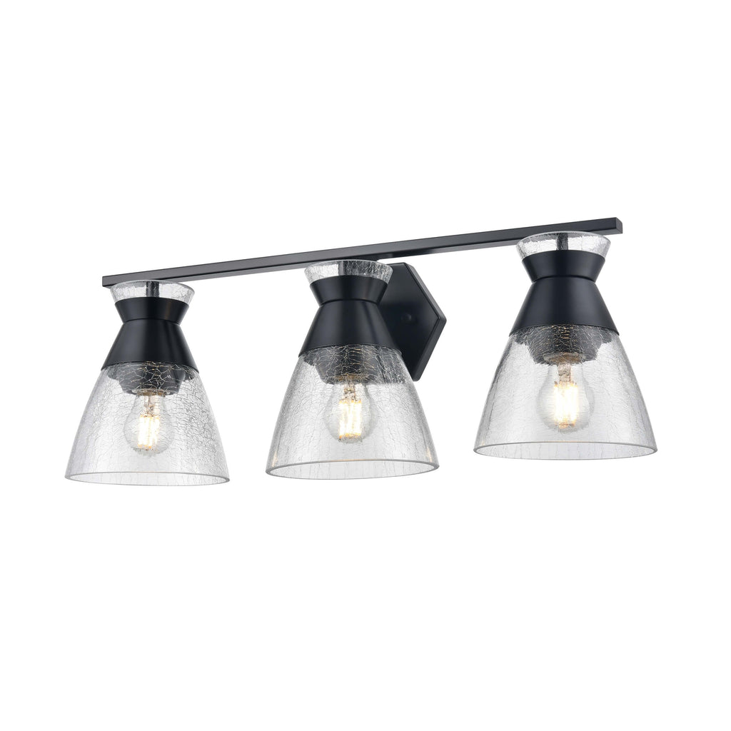 DVI LIGHTING SUNNYBROOK 3 LT VANITY EBONY CRACKLE DVP47443EB-CRK