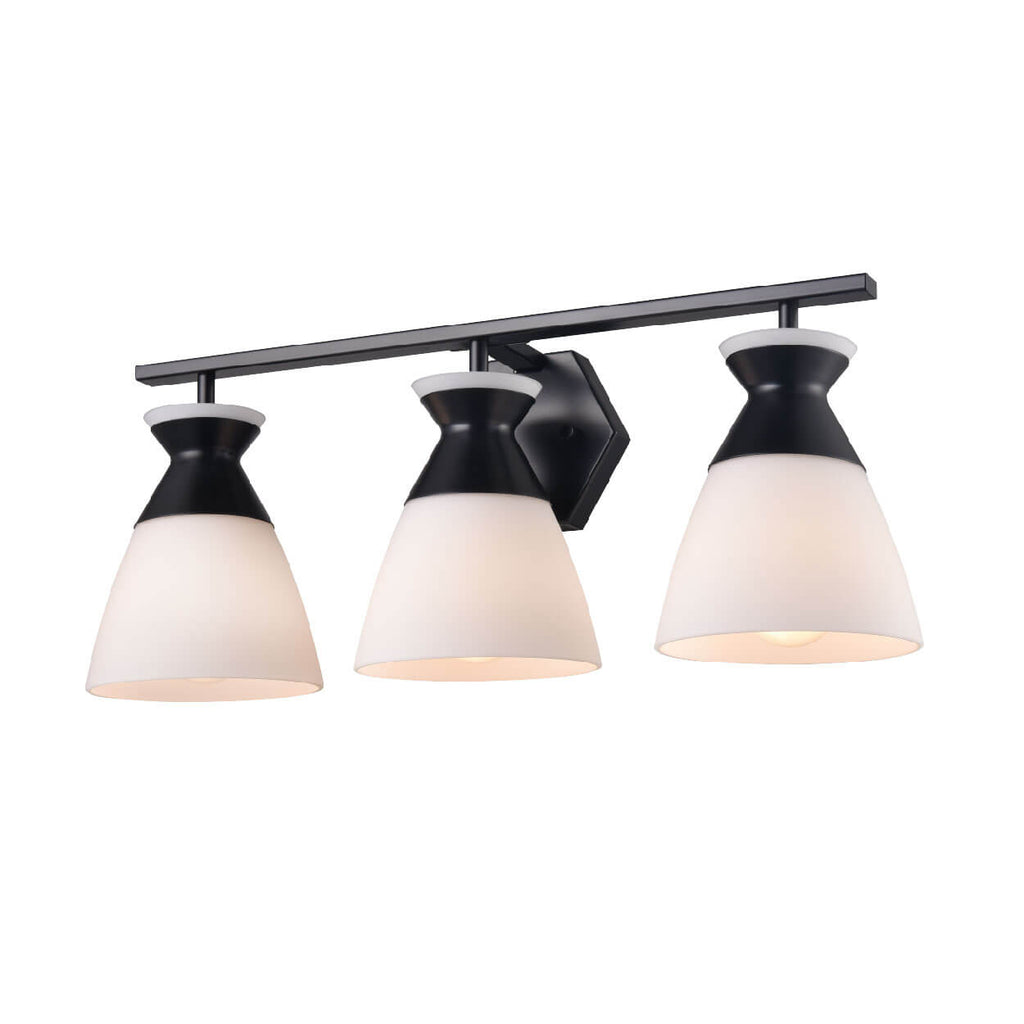 DVI LIGHTING SUNNYBROOK 3 LT VANITY EBONY OPAL DVP47443EB-OP