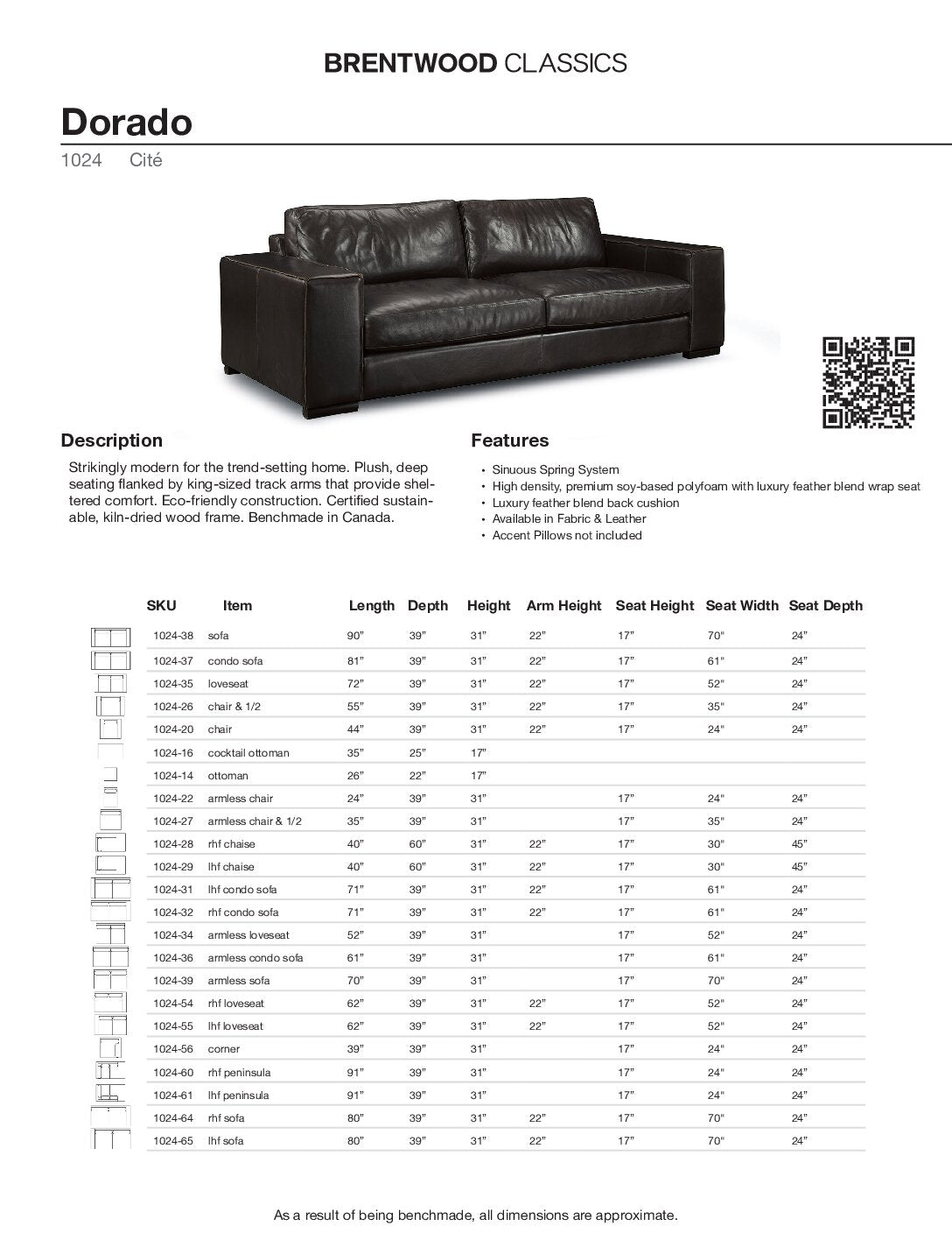 BRENTWOOD Dorado Sofa 1024-38