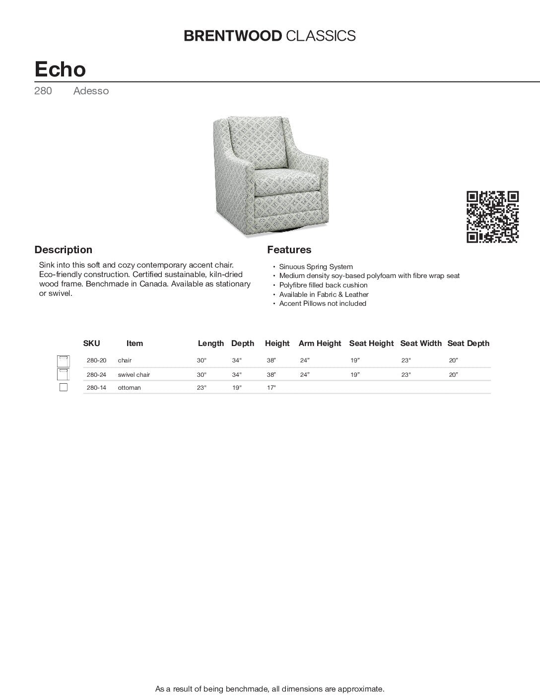 BRENTWOOD CLASSICS ECHO SWIVEL CHAIR 280-24