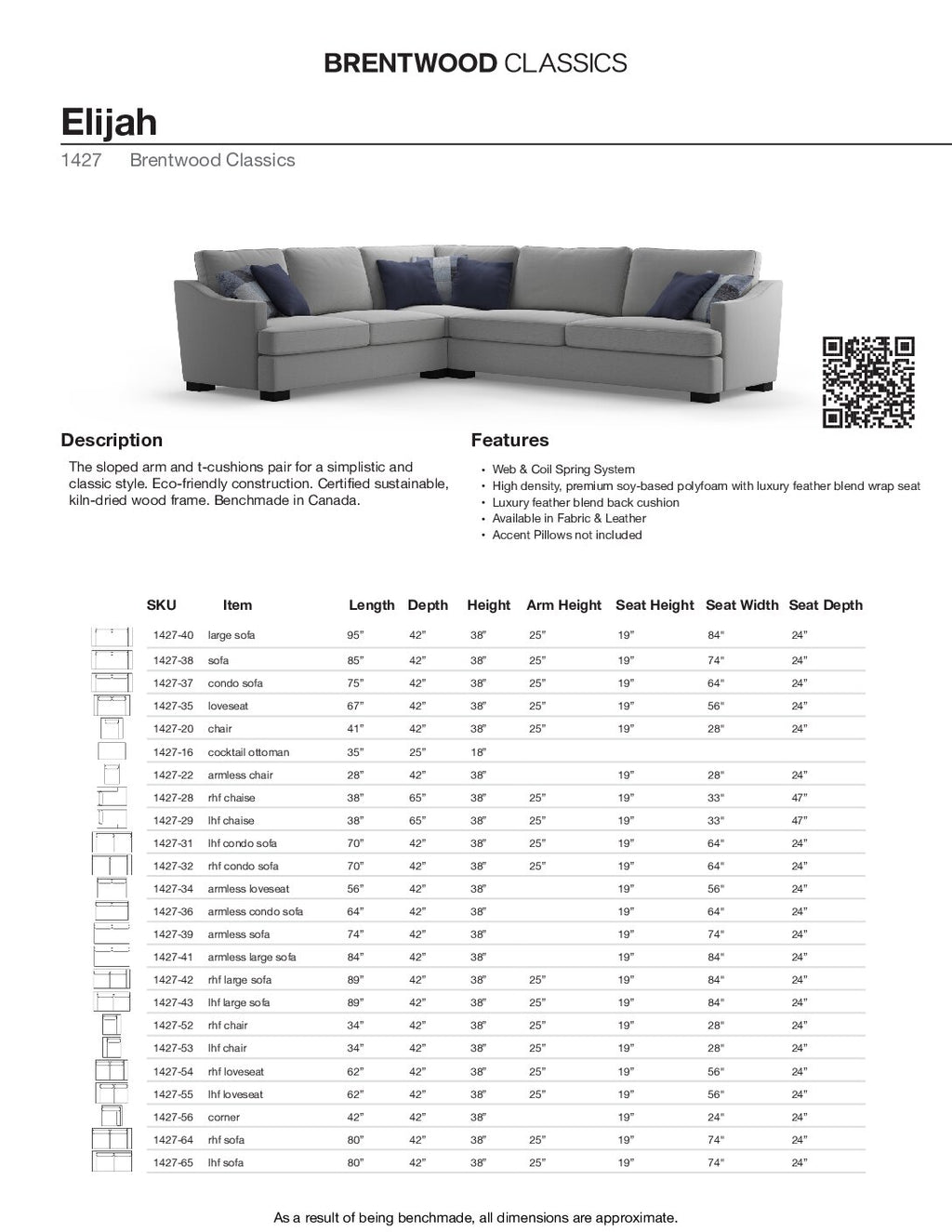 BRENTWOOD Elijah Sofa 1427-38