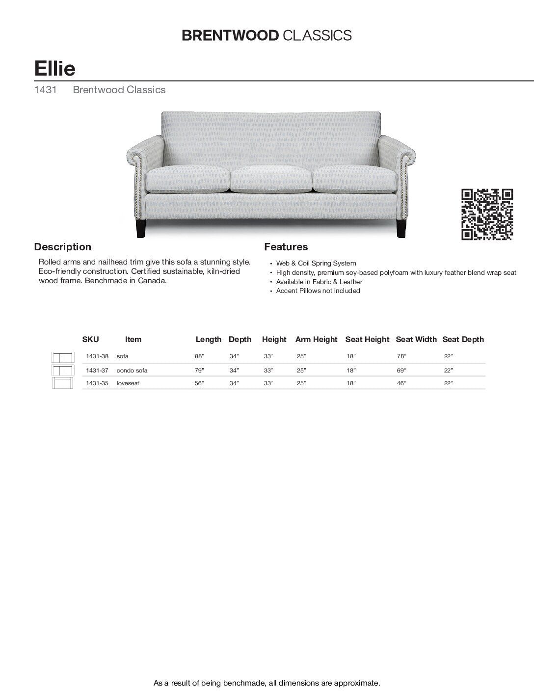 BRENTWOOD Ellie Sofa 1431-38