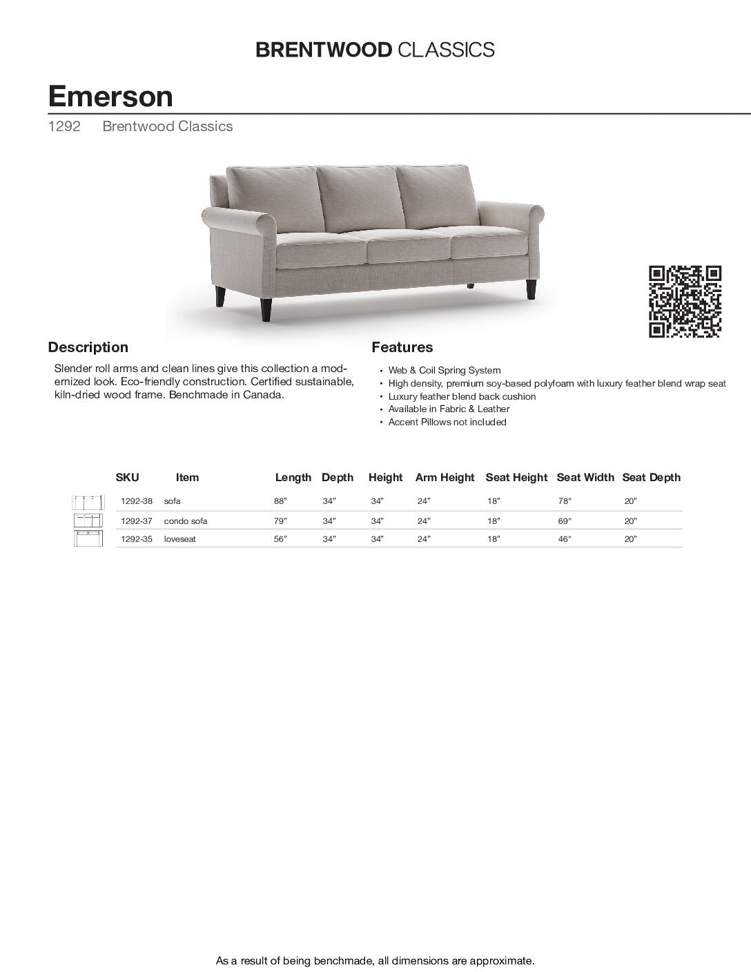 BRENTWOOD Emerson Sofa 1292-38