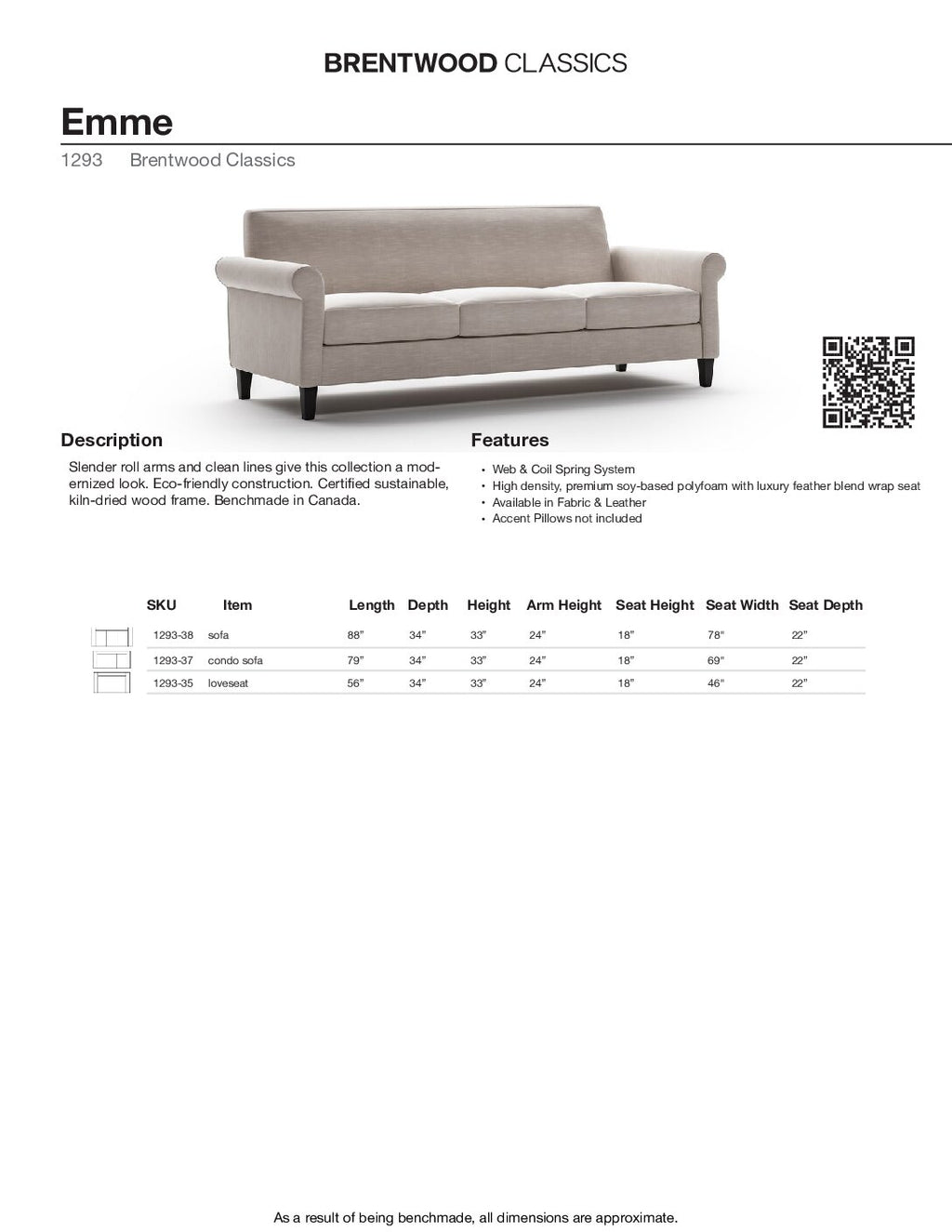 BRENTWOOD Emme Sofa 1293-38