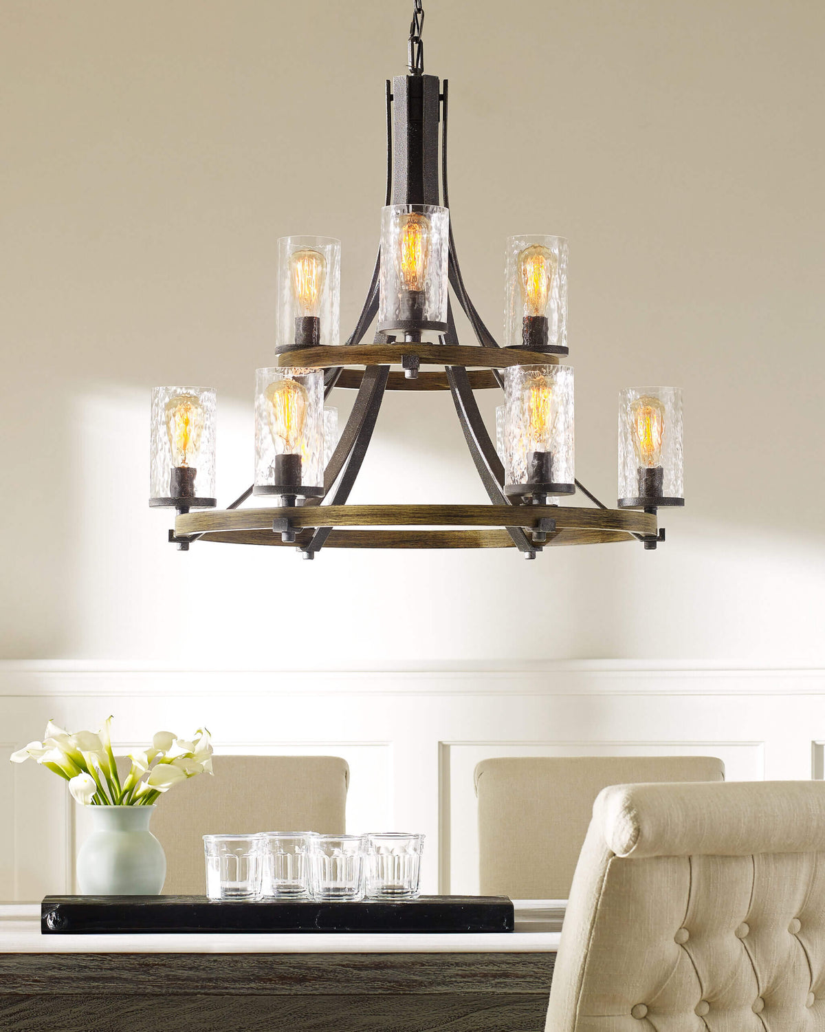 GENERATION LIGHTING Angelo Two-Tier Chandelier F3135/9DWK/SGM