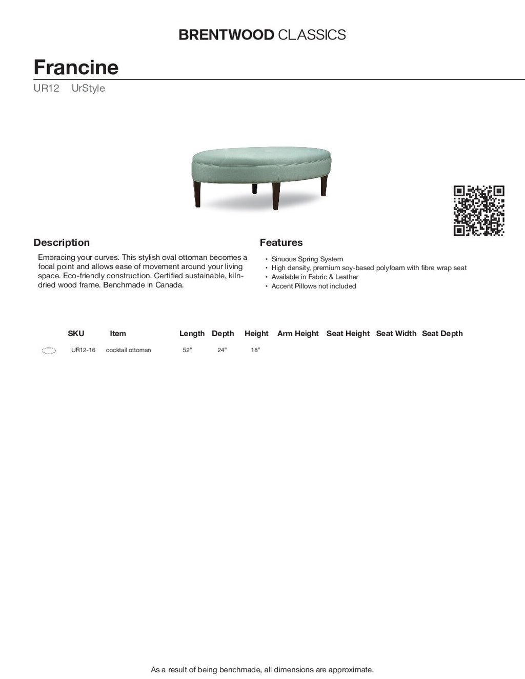 BRENTWOOD FRANCINE OTTOMAN UR12-16