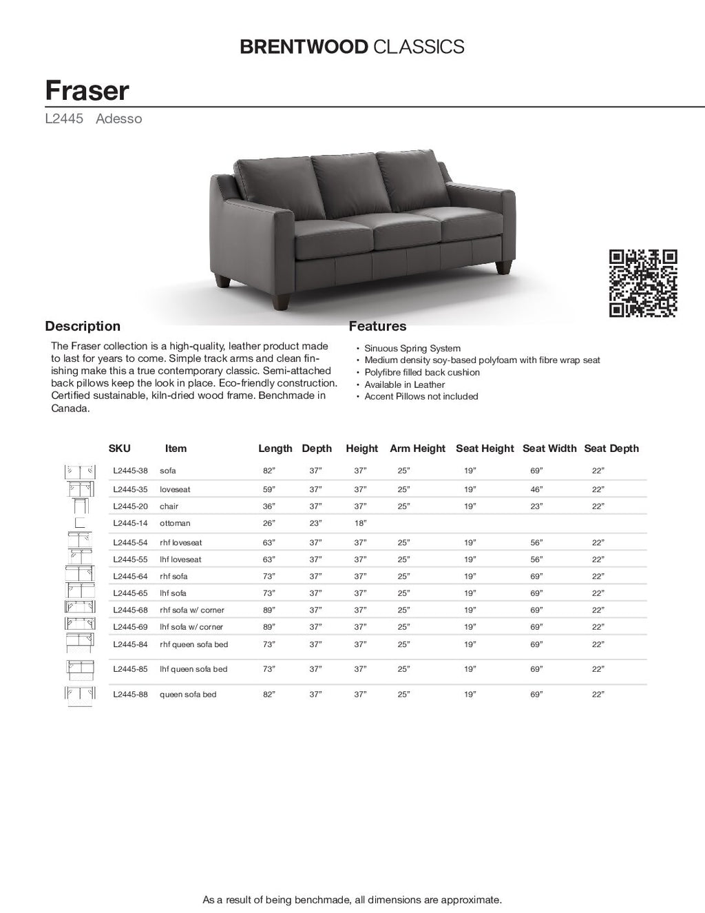 BRENTWOOD CLASSICS FRASER COLLECTION L2445-38