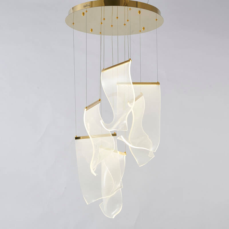 BETHEL ACRYLIC CRUMBLED SHEET CHANDELIER GOLD GL422C22G