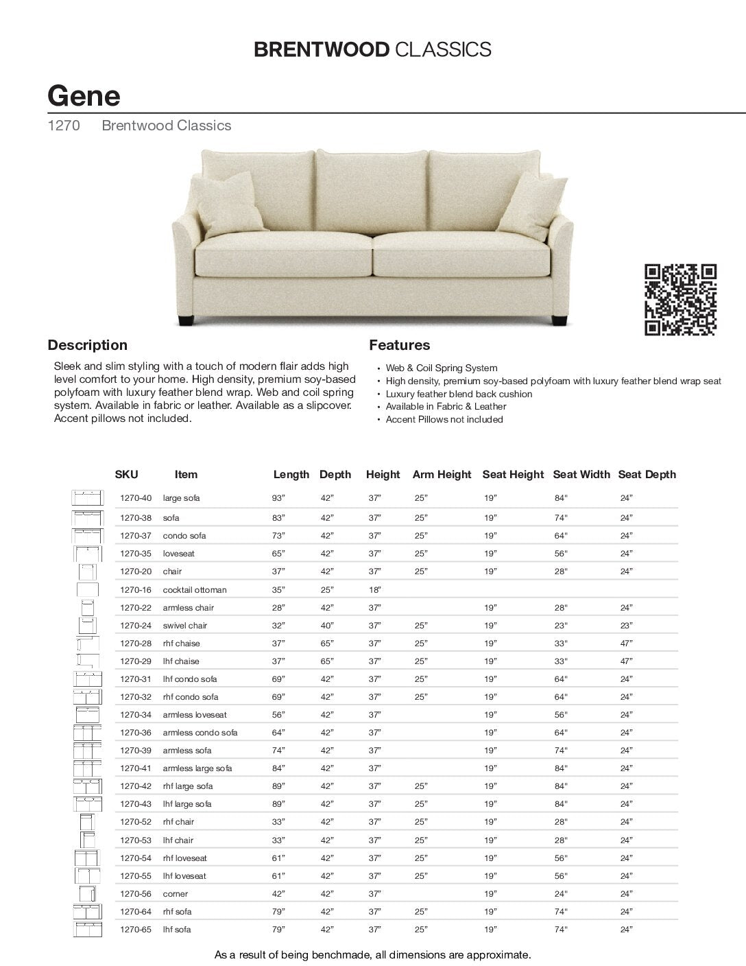 BRENTWOOD Gene Sofa 1270-40