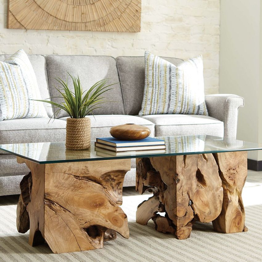 HAMMARY SQUARE ROOT TABLE WITH GLASS TOP 090-1015R