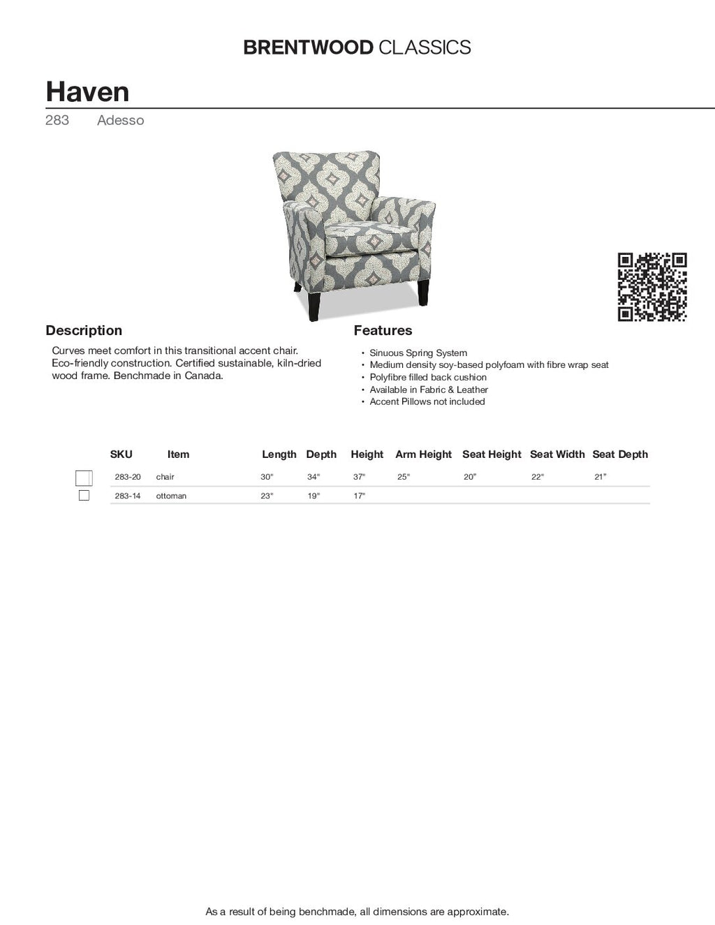 BRENTWOOD CLASSICS HAVEN COLLECTION 283-20