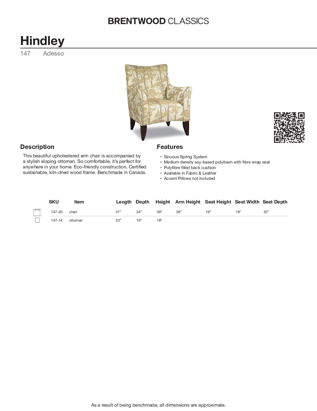 BRENTWOOD Hindley Chair 147-20