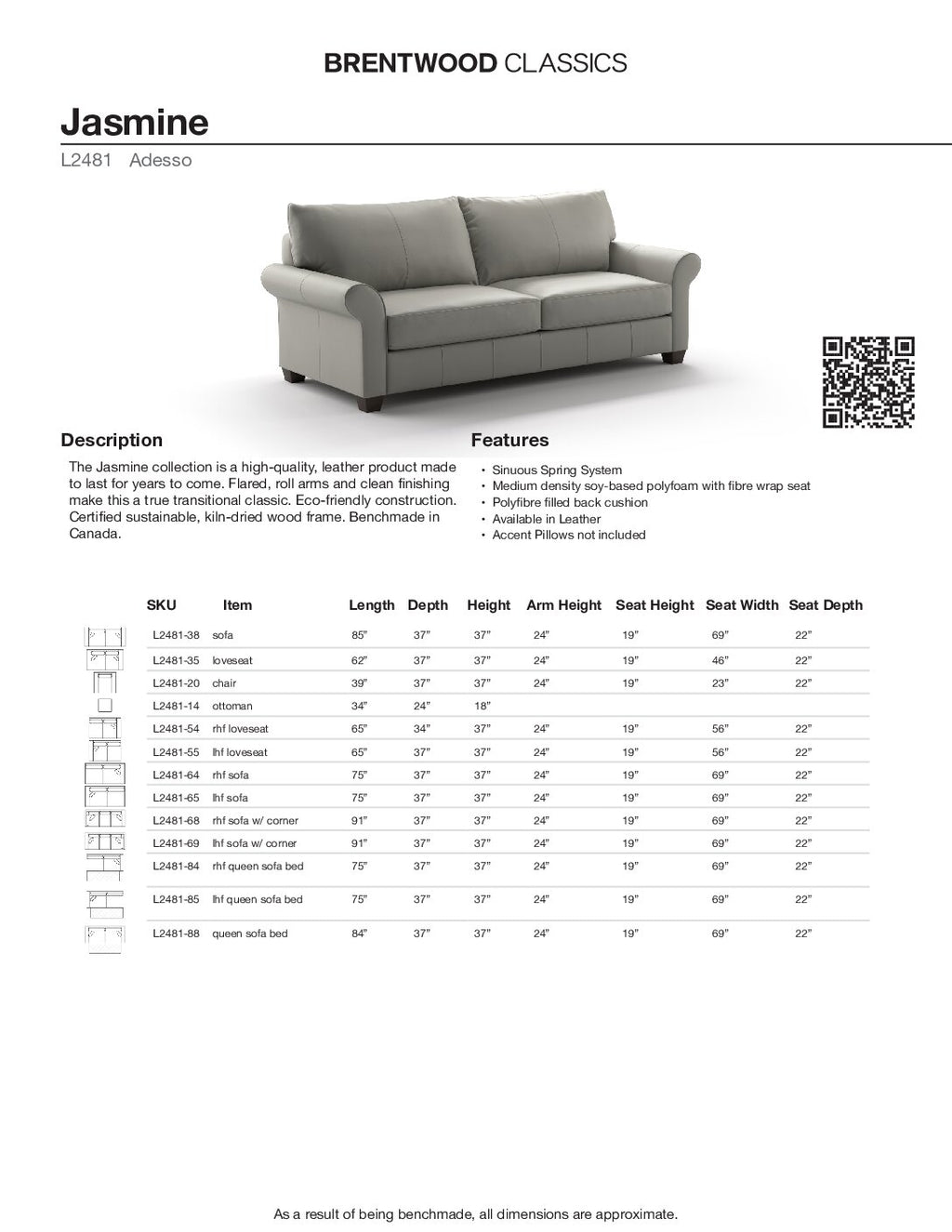 BRENTWOOD CLASSICS JASMINE COLLECTION  L2481-38