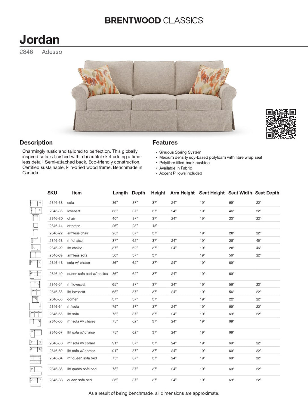 BRENTWOOD Jordan Sofa 2846-38