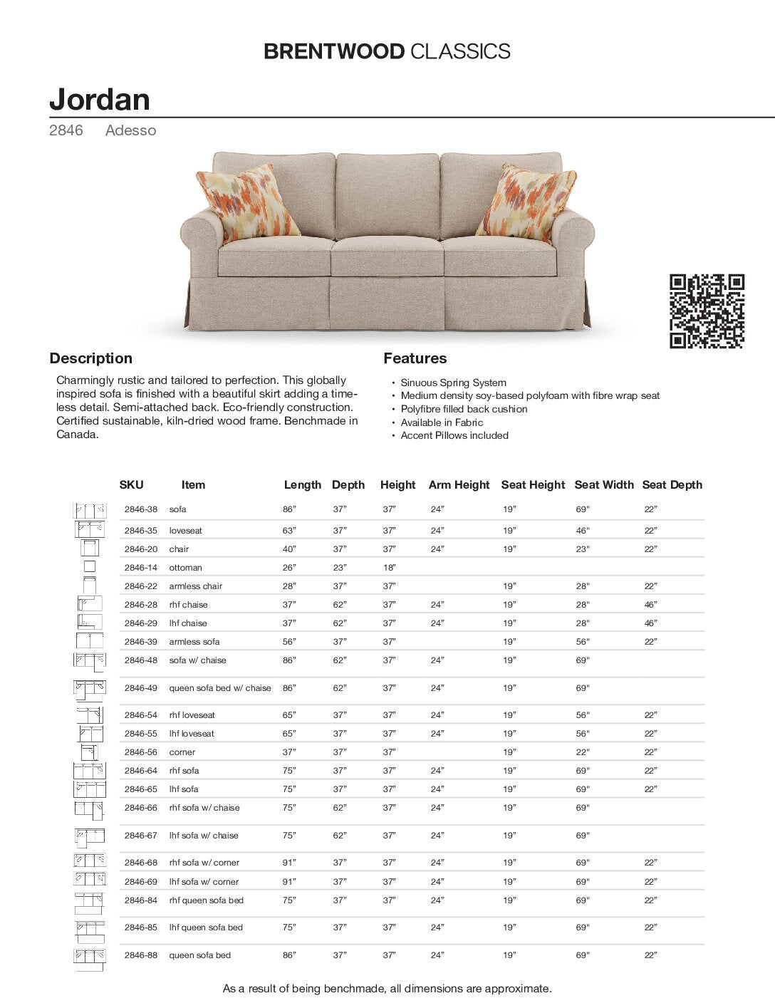 BRENTWOOD Jordan Sofa 2846-38