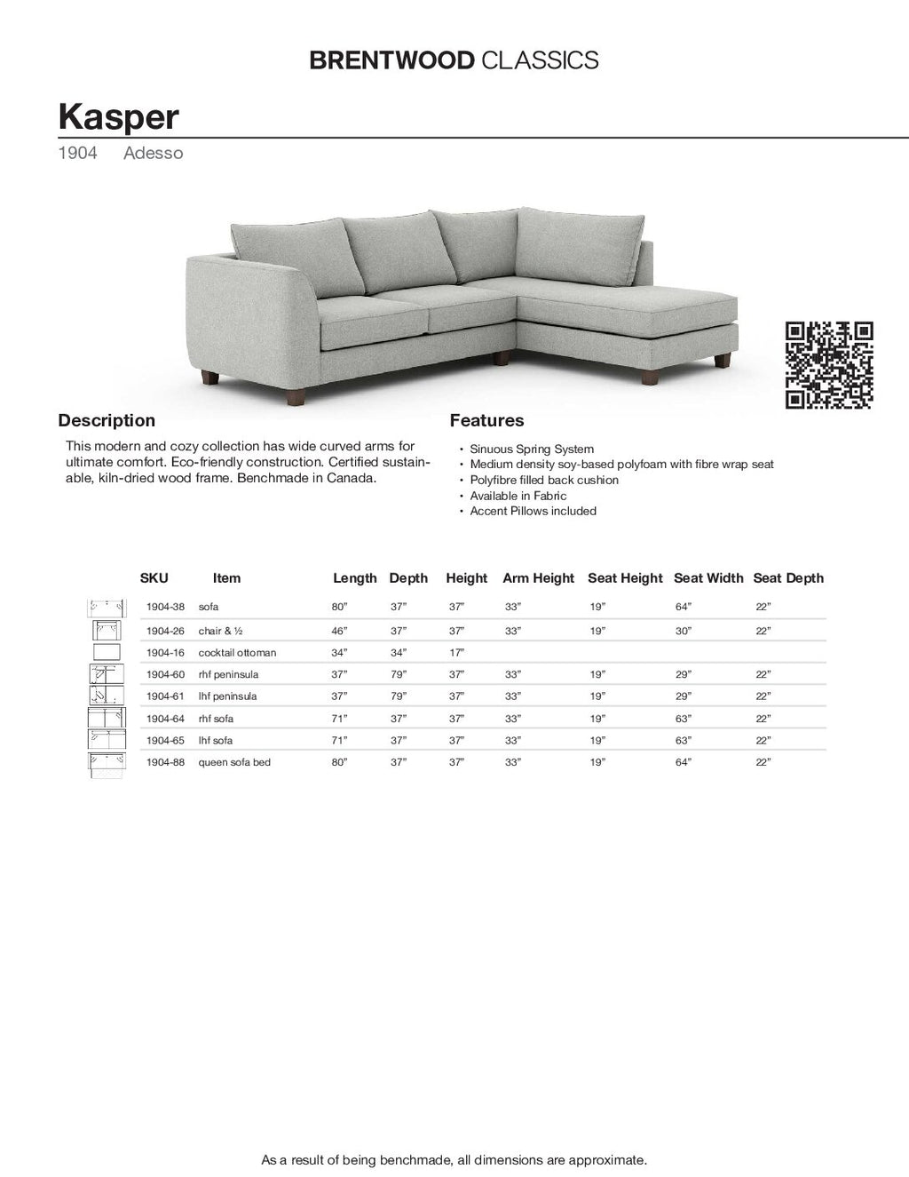 BRENTWOOD KASPER SOFA 1904-38