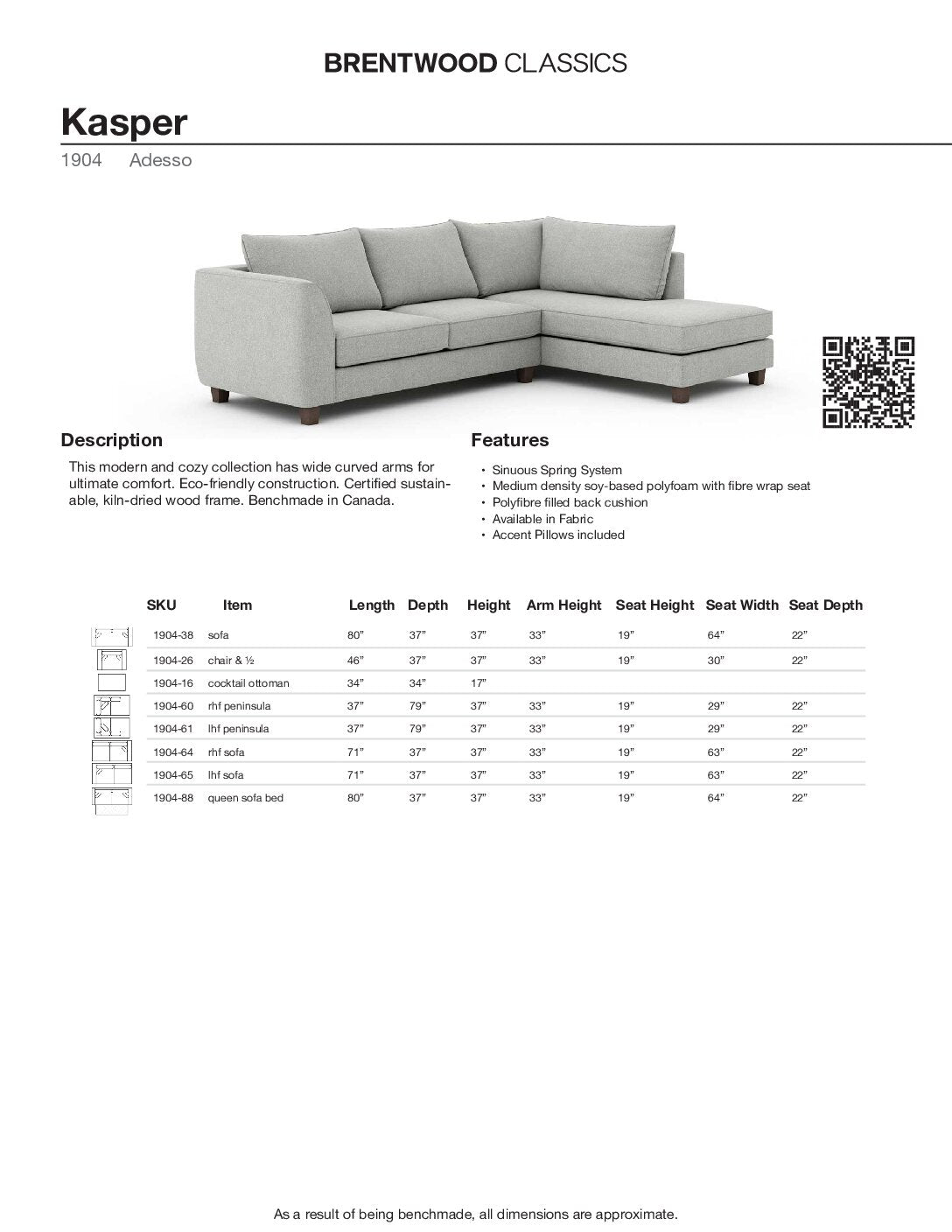 BRENTWOOD KASPER SOFA 1904-38