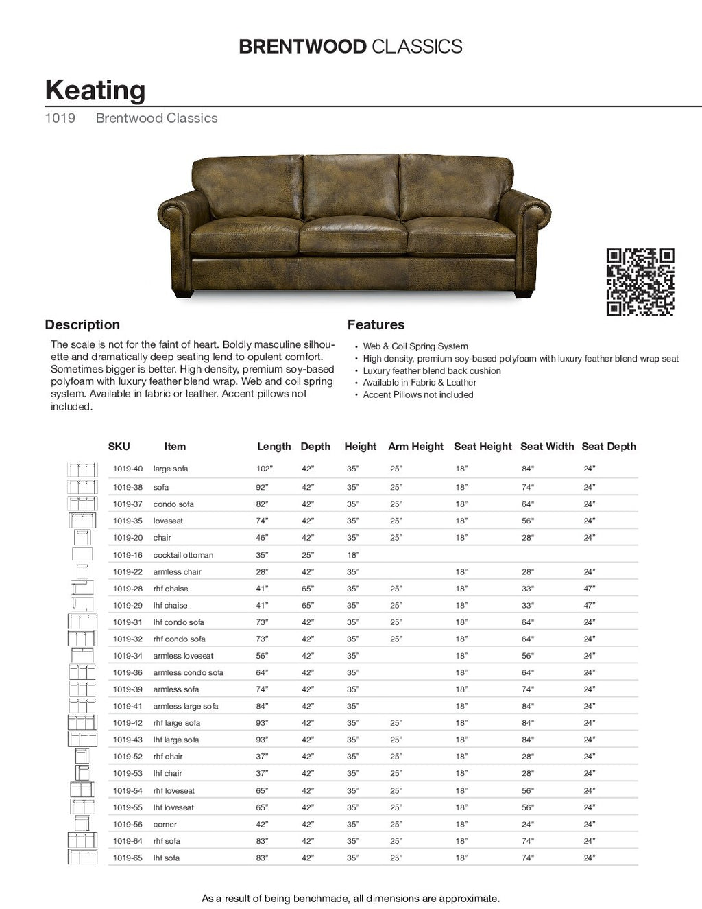 BRENTWOOD Keating Sofa 1019-40