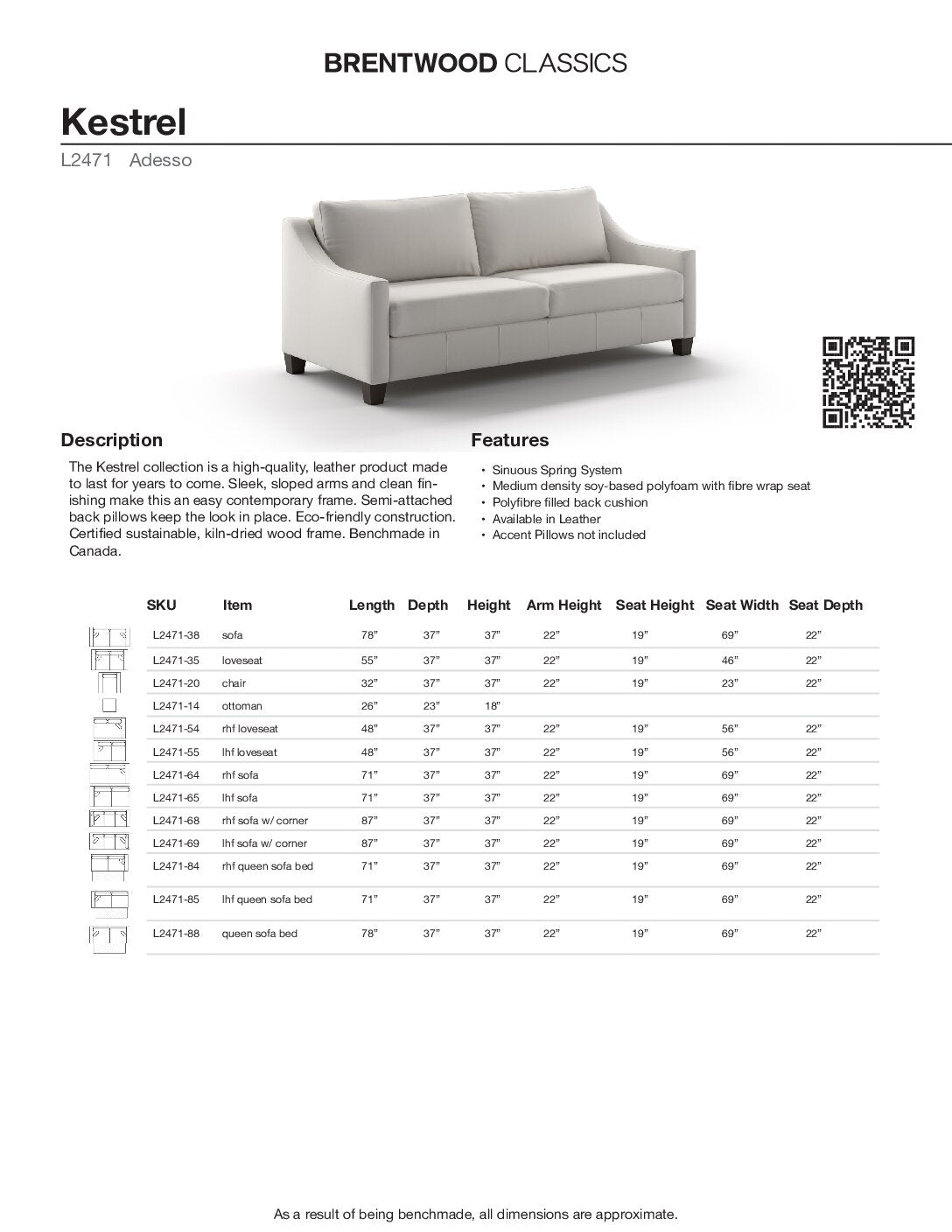 BRENTWOOD CLASSICS KESTREL COLLECTION  L2471-38
