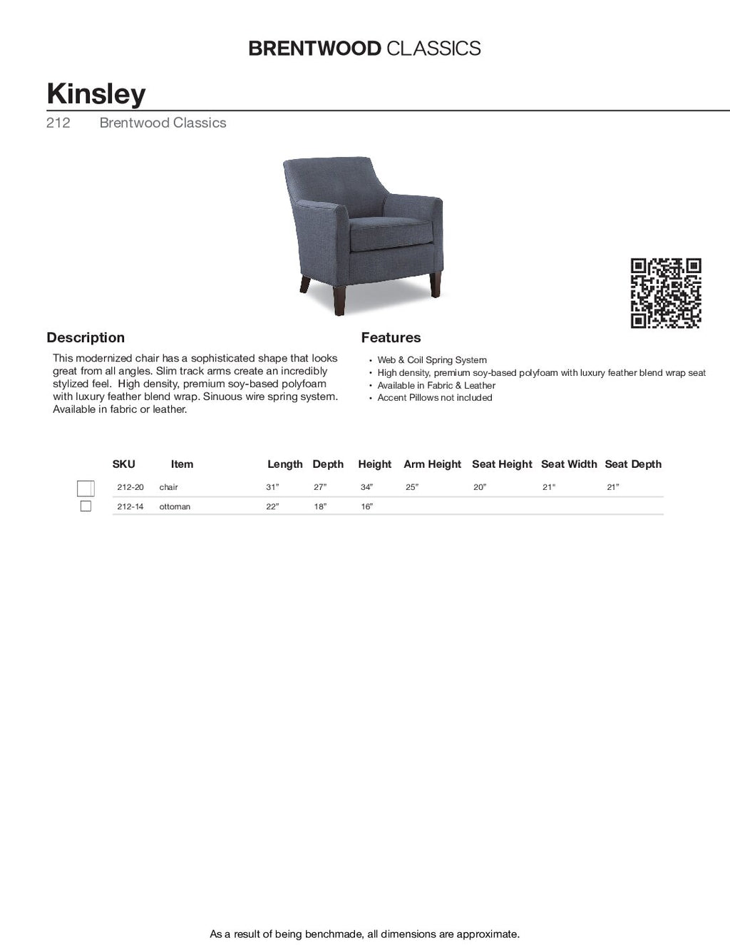 BRENTWOOD Kinsley Chair 212-20