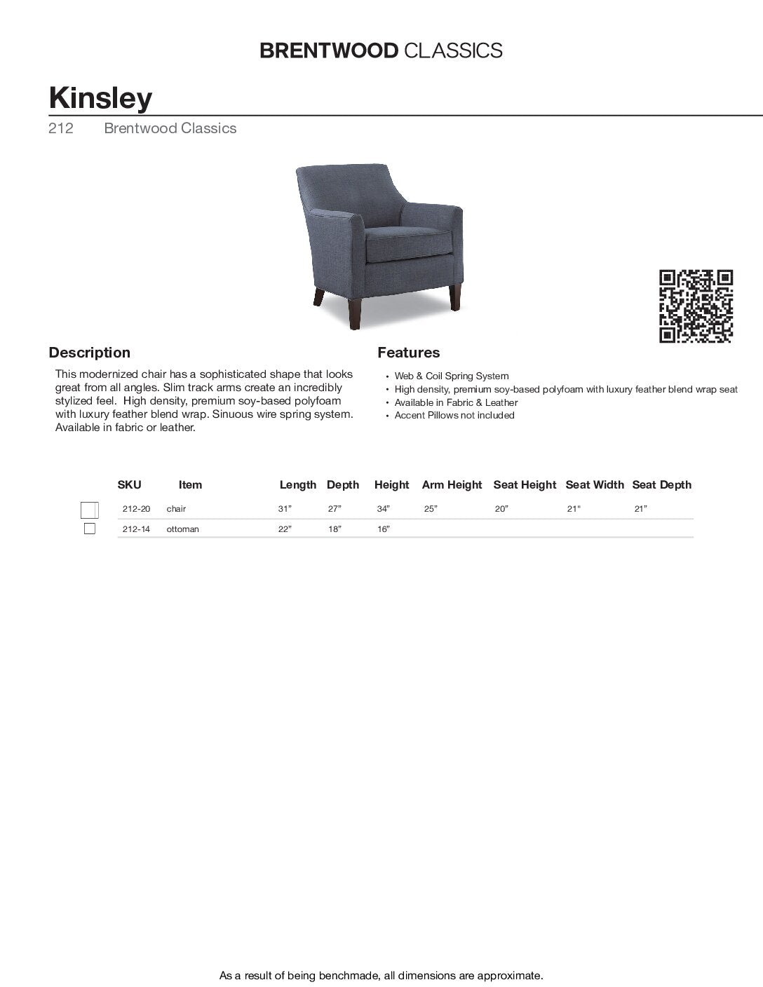 BRENTWOOD Kinsley Chair 212-20