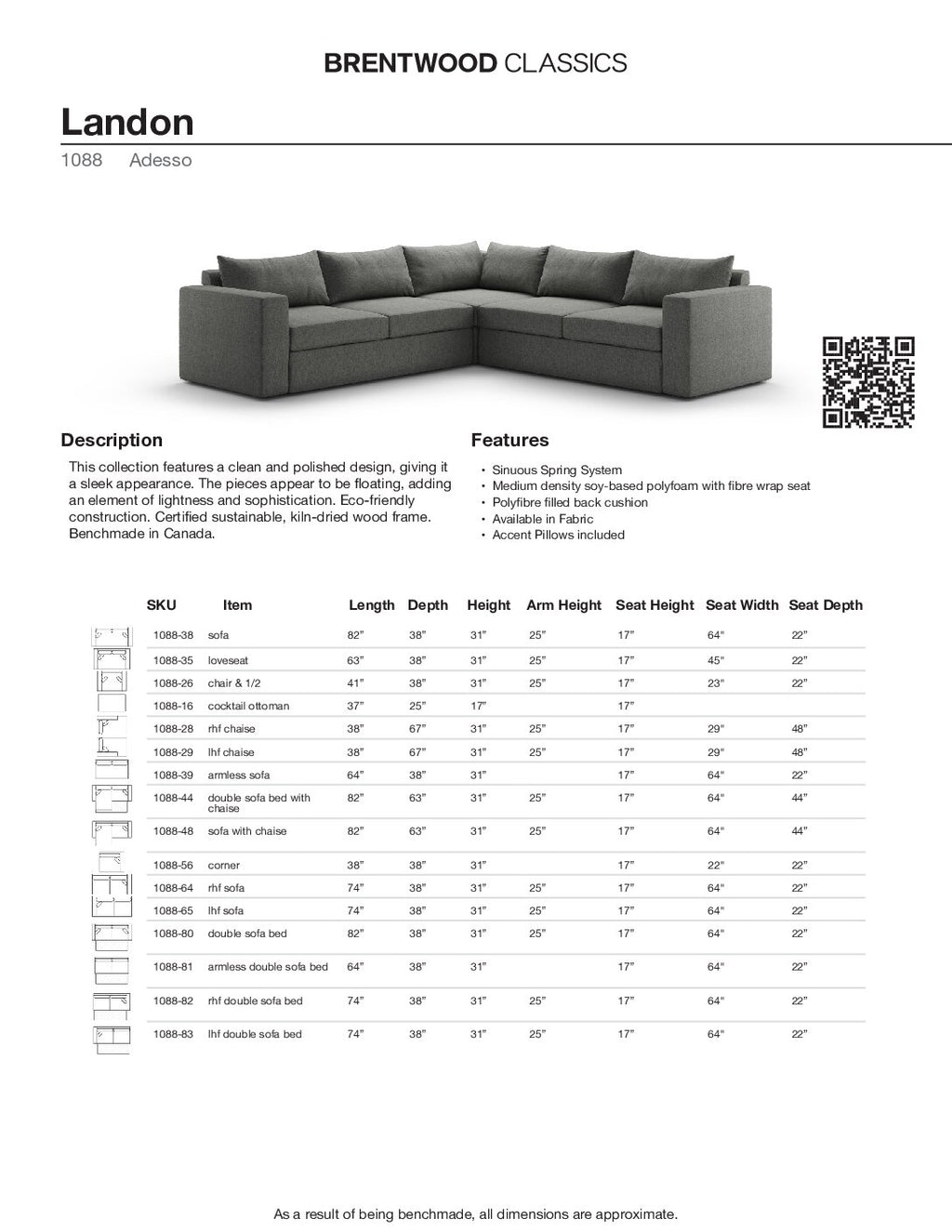 BRENTWOOD Landon Sofa 1088-38