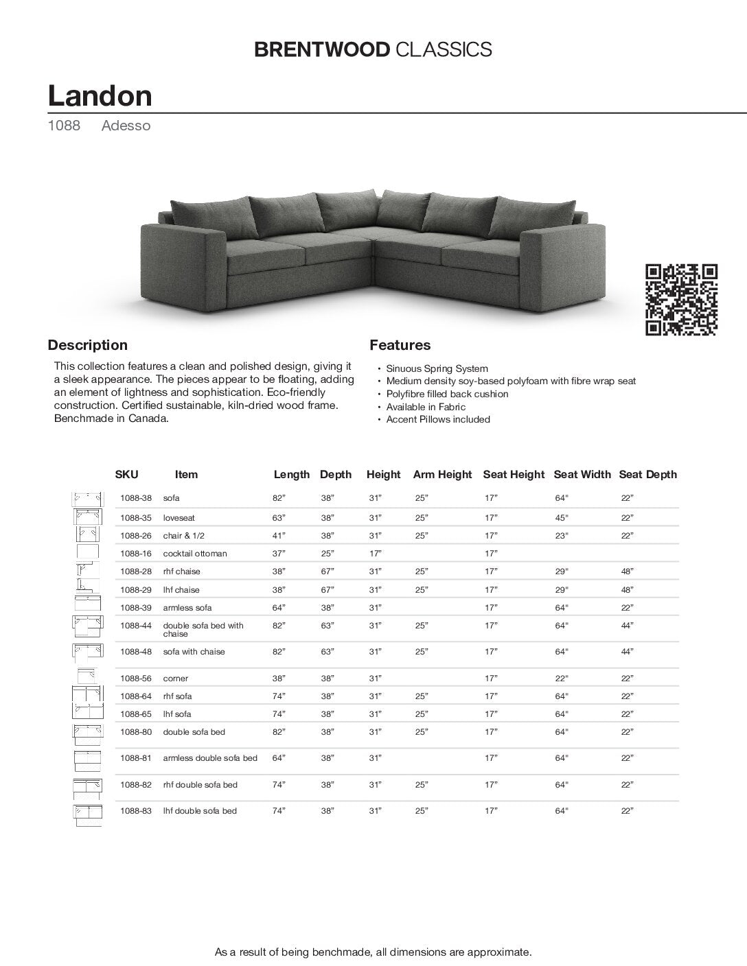 BRENTWOOD Landon Sofa 1088-38