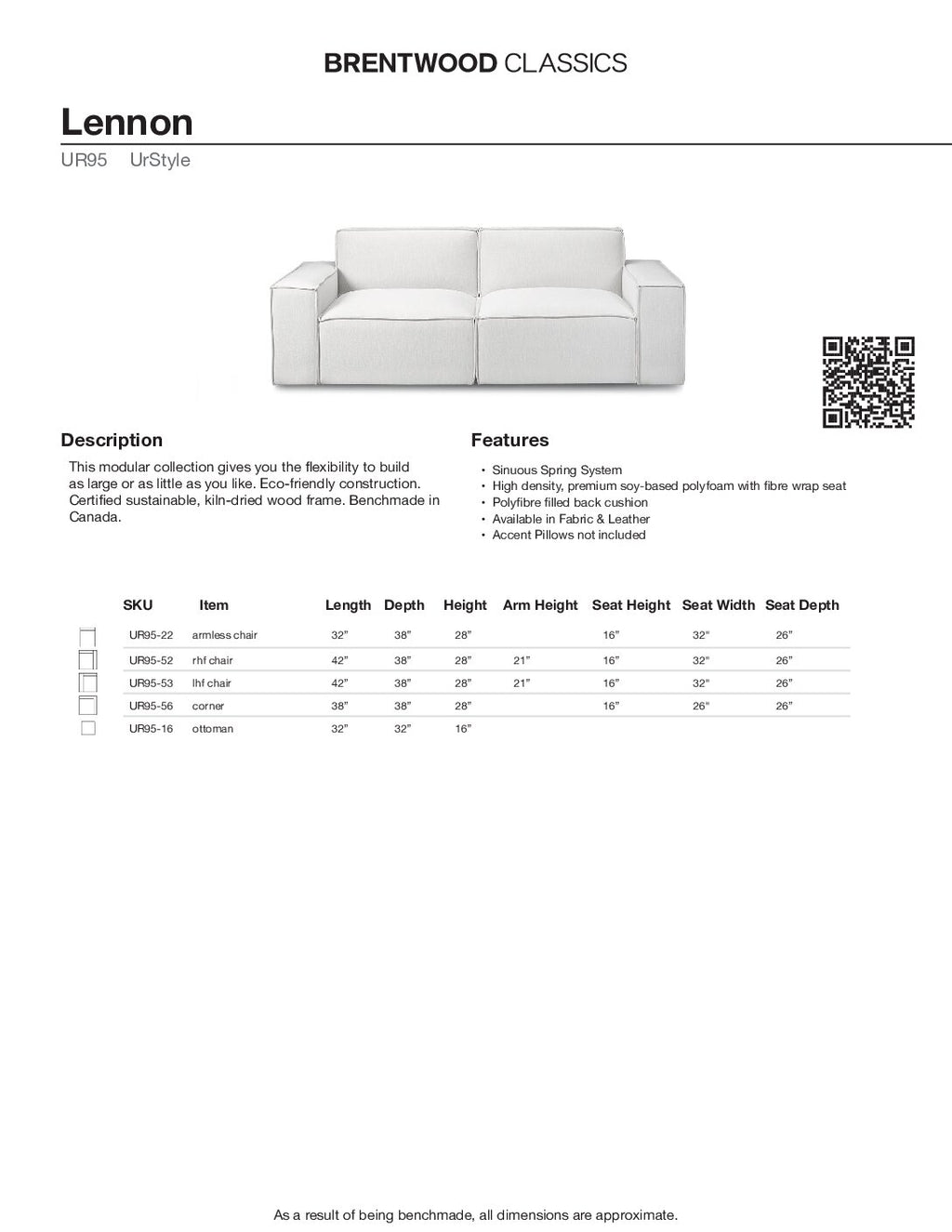 BRENTWOOD LENNON MODULAR COLLECTION UR95-52-53