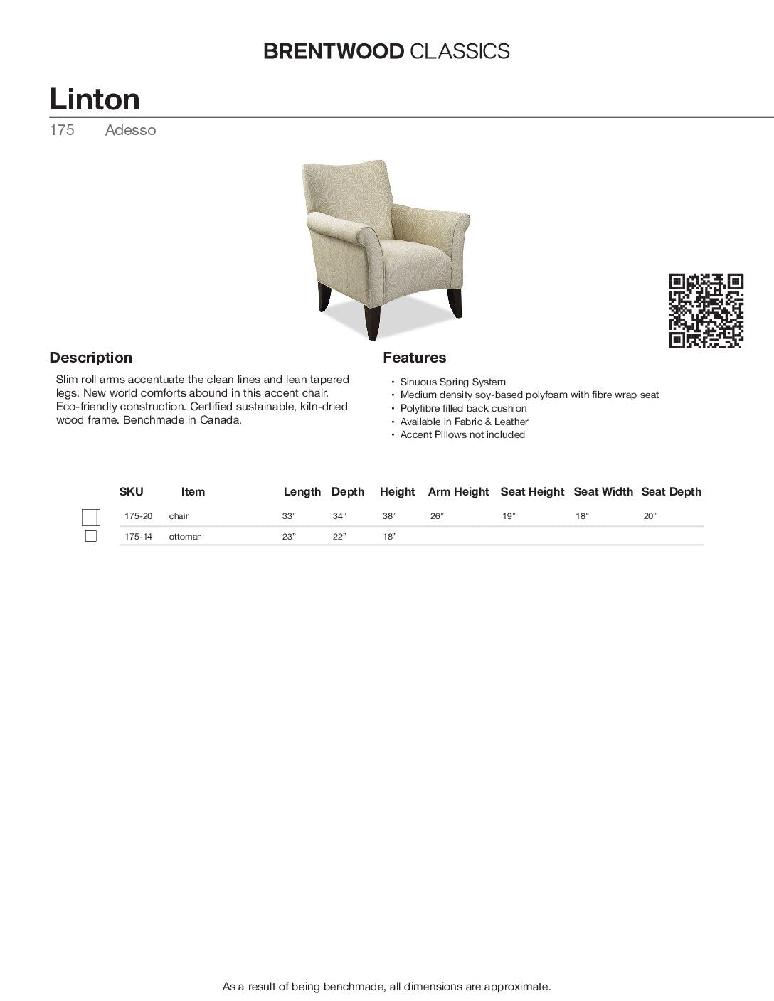 BRENTWOOD Linton Chair 175-20