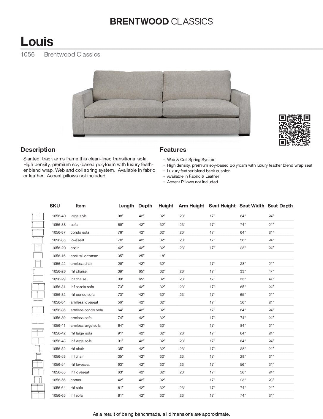 BRENTWOOD Louis Sofa 1056-40