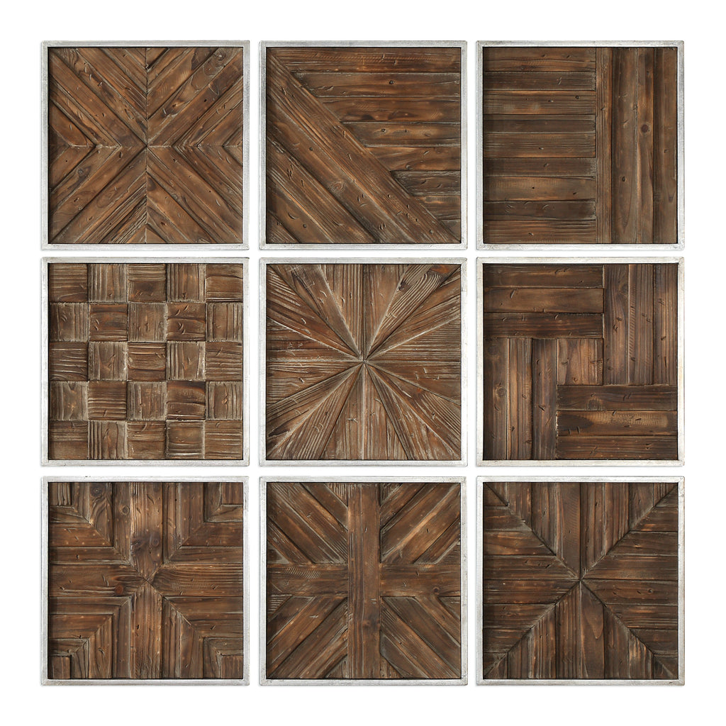 Uttermost Bryndle Rustic Wooden Squares S/9 04115