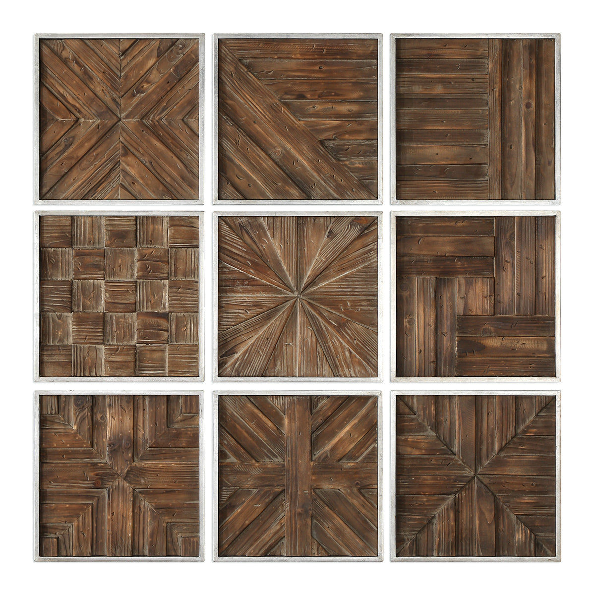 Uttermost Bryndle Rustic Wooden Squares S/9 04115